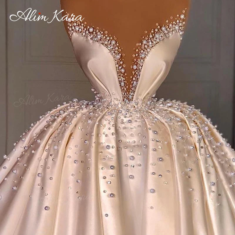 White Bridesmaid Dresses: Wedding Dresses for women Satin Off Shoulder Court Train