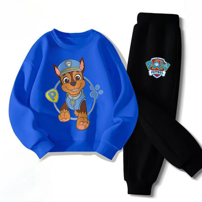 PAW Patrol Cartoon Printed Boys Hooides Sets Children's Long Sleeved Pullover Long Pant Two Piece Suit Kids Casual Sweatsuit