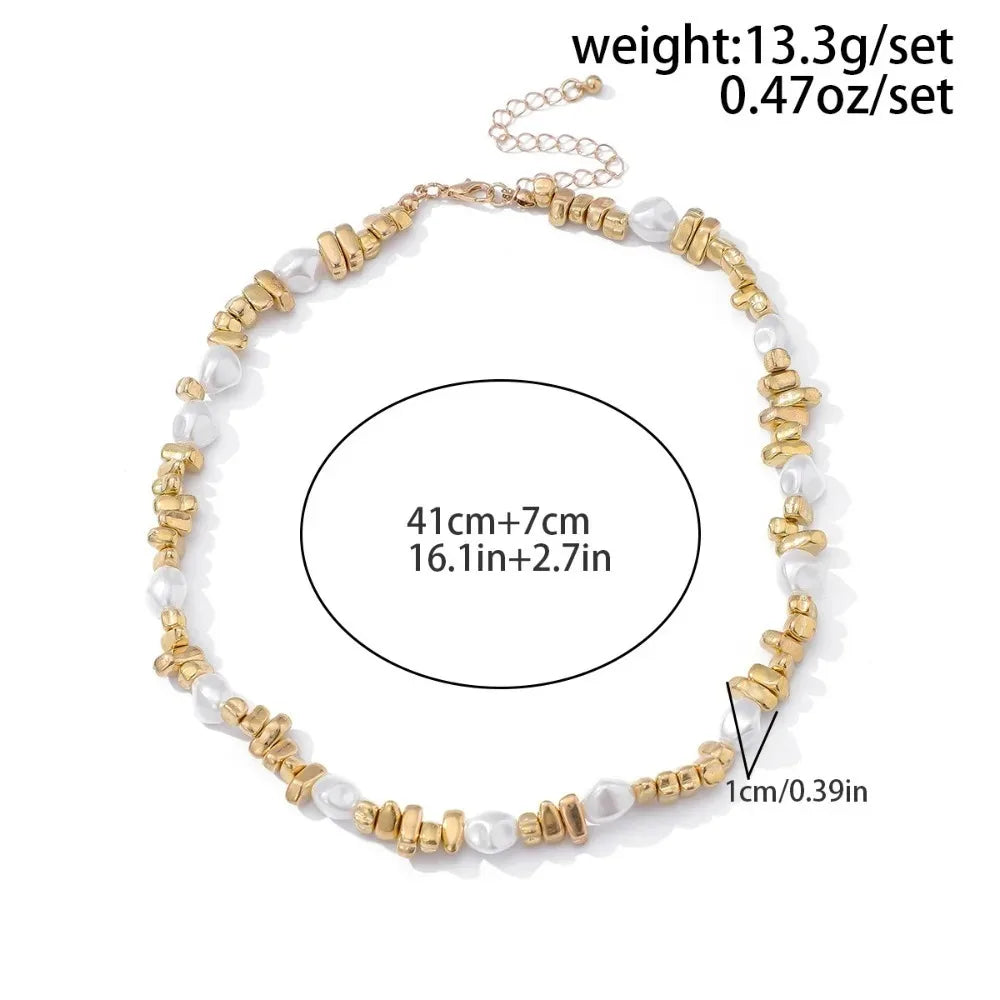 Elegant Irregular Imitation Pearl Beads Necklace for Women Vintage Party Wedding Tassels Choker Fashion Jewelry Accessories Gift