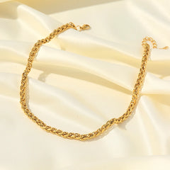 316L Stainless Steel Chains Necklaces Bracelet Jewelry Set For Women Gold Color Metal