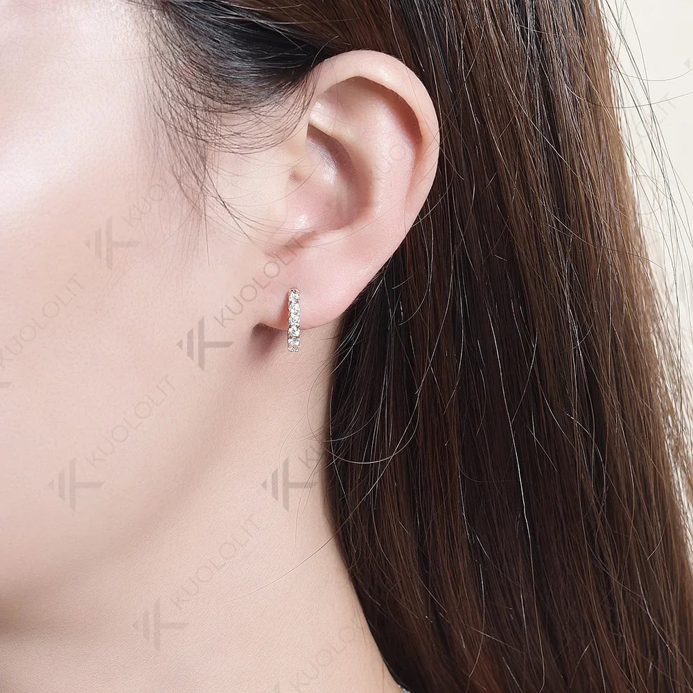 Kuololit Moissanite Earrings for Women 18K 14K 10K Solid Gold White Gold 925 Silver Clip Hoop Square for Party Christmas Classic