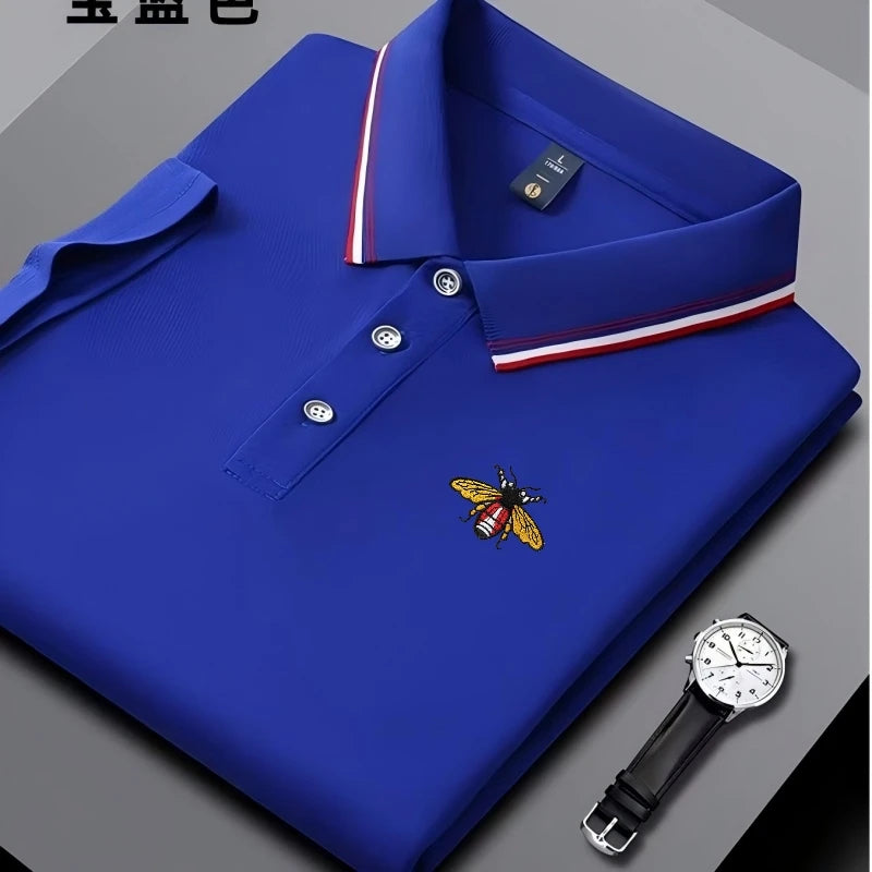 Embroidered New Men's Business Casual Short Sleeved Polo Shirt, Fashionable, Breathable, Comfortable and Versatile Top