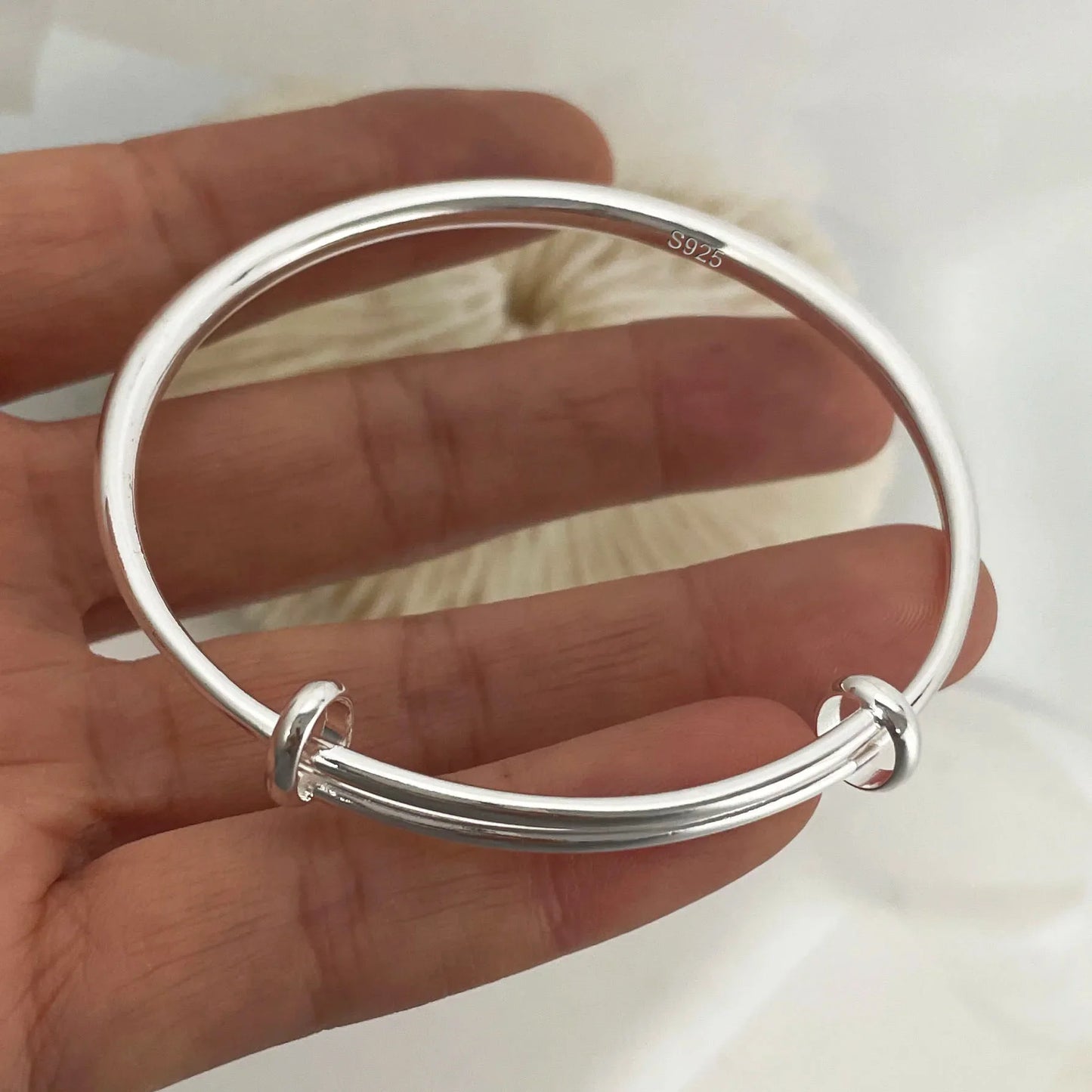 100% Solid 925 Sterling Silver Metal Bracelet for Women Men Vintage Handmade Simple Birthday Gift S-B451