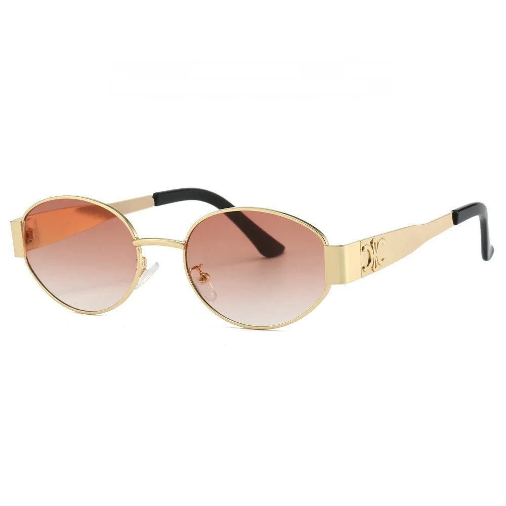 New Oval Frame Fashionable Sunglasses Metal Frame Personalized Sunglasses Ins Trendy Sunglasses For Friend Gifts