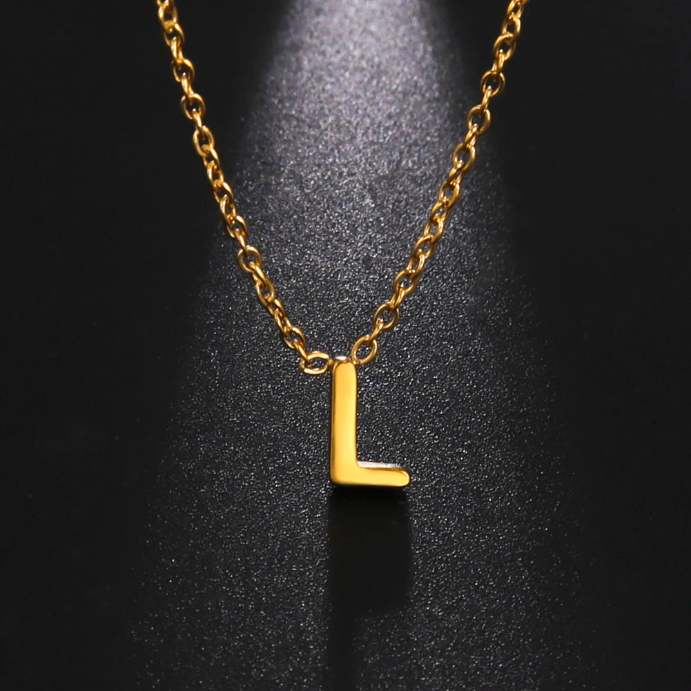 Minimalist Initial A-Z Letter Necklace for Women Alphabet Stainless Steel Choker