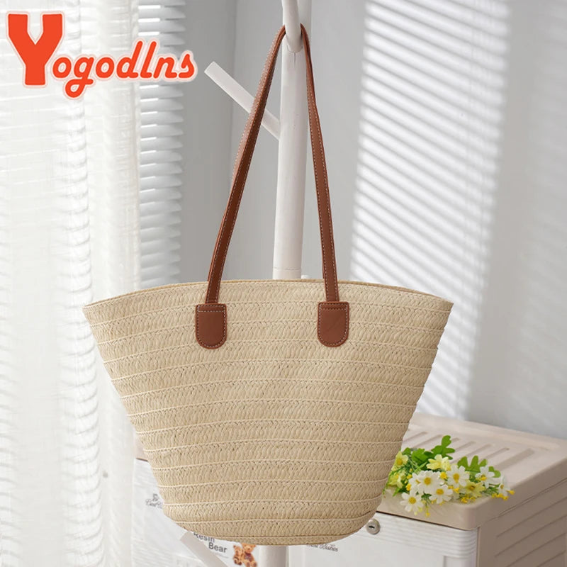 Large Capacity Straw Bag For Women Knitted Straw Bag Bohemia