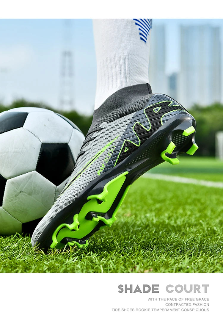 Men Light Soccer Shoes Ankle Football Field Boots Outdoor Non-slip Grass