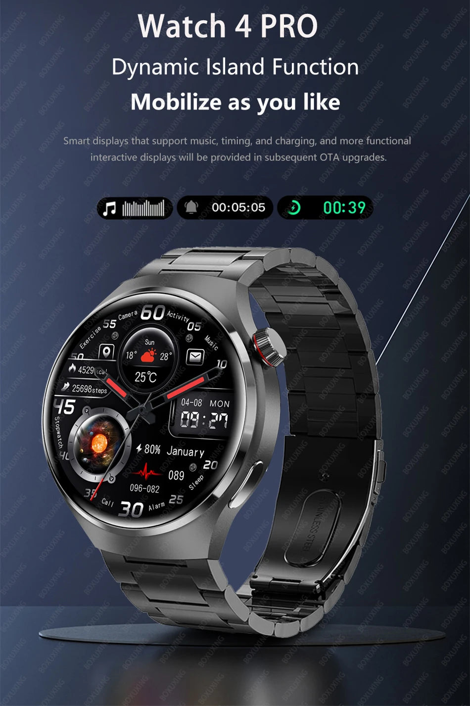 2025 New Watch 4 Pro GPS NFC Smart Watch Men 360*360 AMOLED Screen Heart Rate Bluetooth Call Waterproof Sports Man Smartwatch