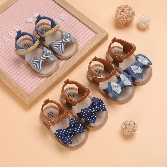 Baby Girl Sandals Canvas Bow Toddler Baby Toddler Sandals