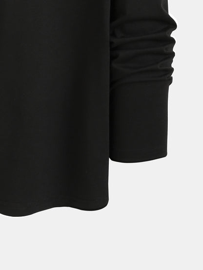 Trendy new long-sleeved t-shirt men's simple printed round neck T-shirt trend versatile casual tops men's T-shirt