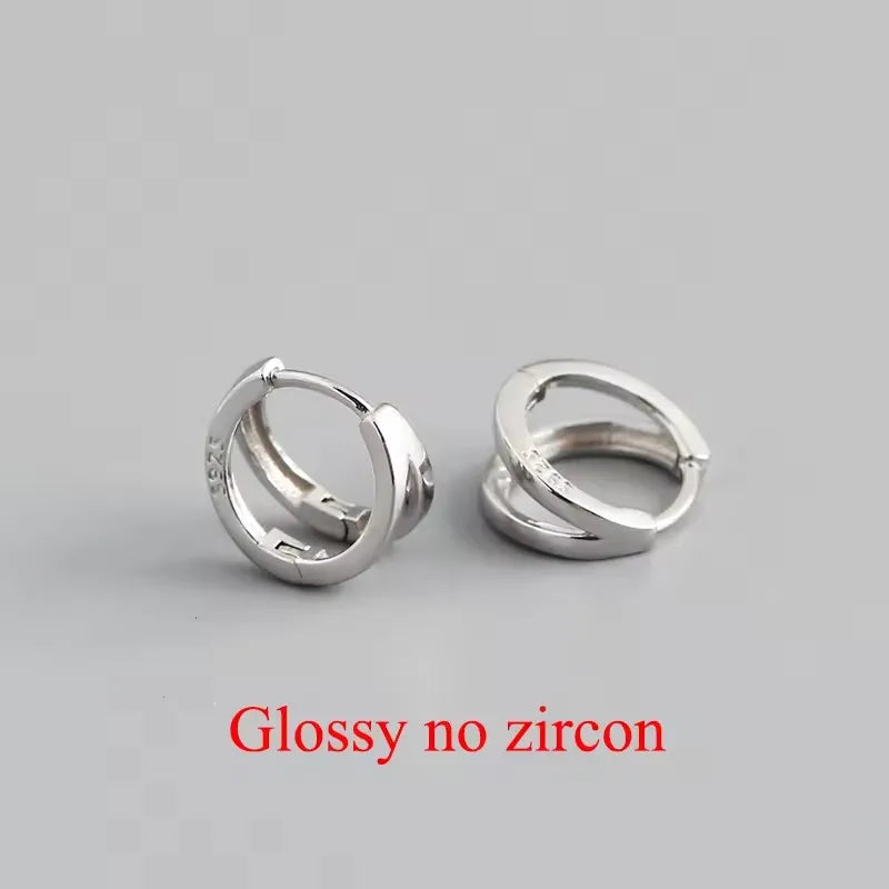 WANTME 925 Sterling Silver Fashion Luxury Shiny Double Layer Zircon Huggies Hoop Earrings for Women Plated 18k Gold Fine Jewelry