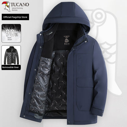 Woodpecker Men Fleece-lined Thickened Middle-Aged and Elderly Heattech Dad