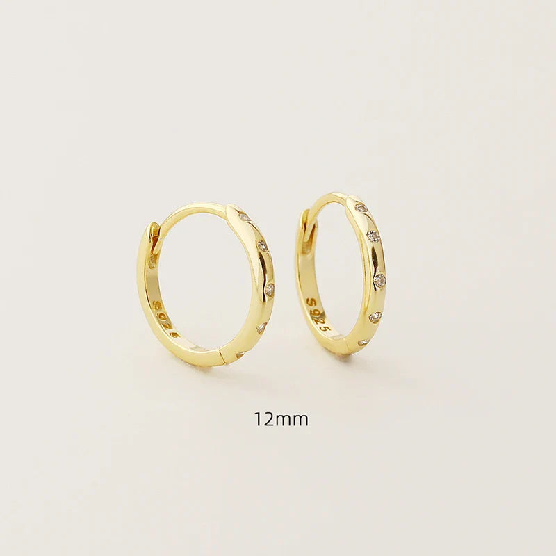 WANTME 925 Sterling Silver Fashion Simple Piercing Ear Closure Statement Stacked Ear Hoop Earrings for Women Huggies Jewelry