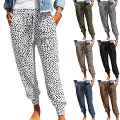 Women's Leggings Loose Leopard Print Lace Up Casual Pants