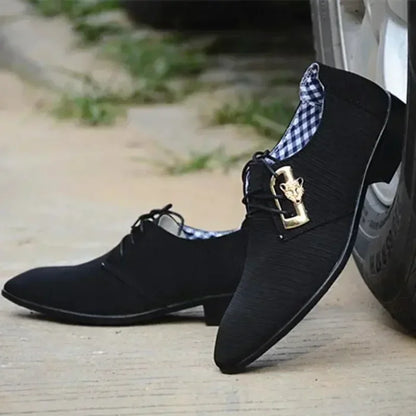 Canvas Derby Shoes Mens Dress Shoes Wedding Canvas Casual Flats Male Formal Footwear Mixcolor Loafers Chaussures Hommes Blue New