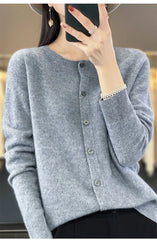 Spring and Autumn  New 100% pure merino cashmere sweater women's O-neck