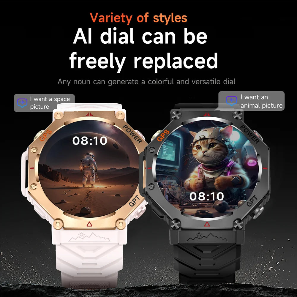 2025 For HUAIWE Military Outdoor GPS Sports Smart Watch Men 1.39" 5ATM Waterproof 530mAh ChatGPT AI Assistant Compass Smartwatch