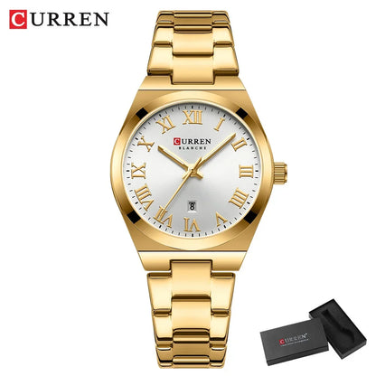 CURREN Watch Women,Watches for Women,Ladies Watches,Waterproof Fashion Dress Stainless Steel Bracelet Analog Watches Date