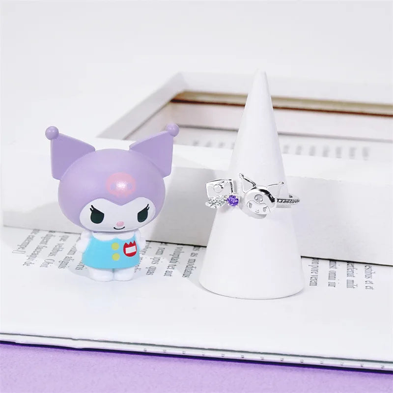 Sanrio Hello Kitty KUROMI College Mix Series-Pompompurin Cartoon Cute Personality Temperament Ring Party Friend's Birthday Gifts