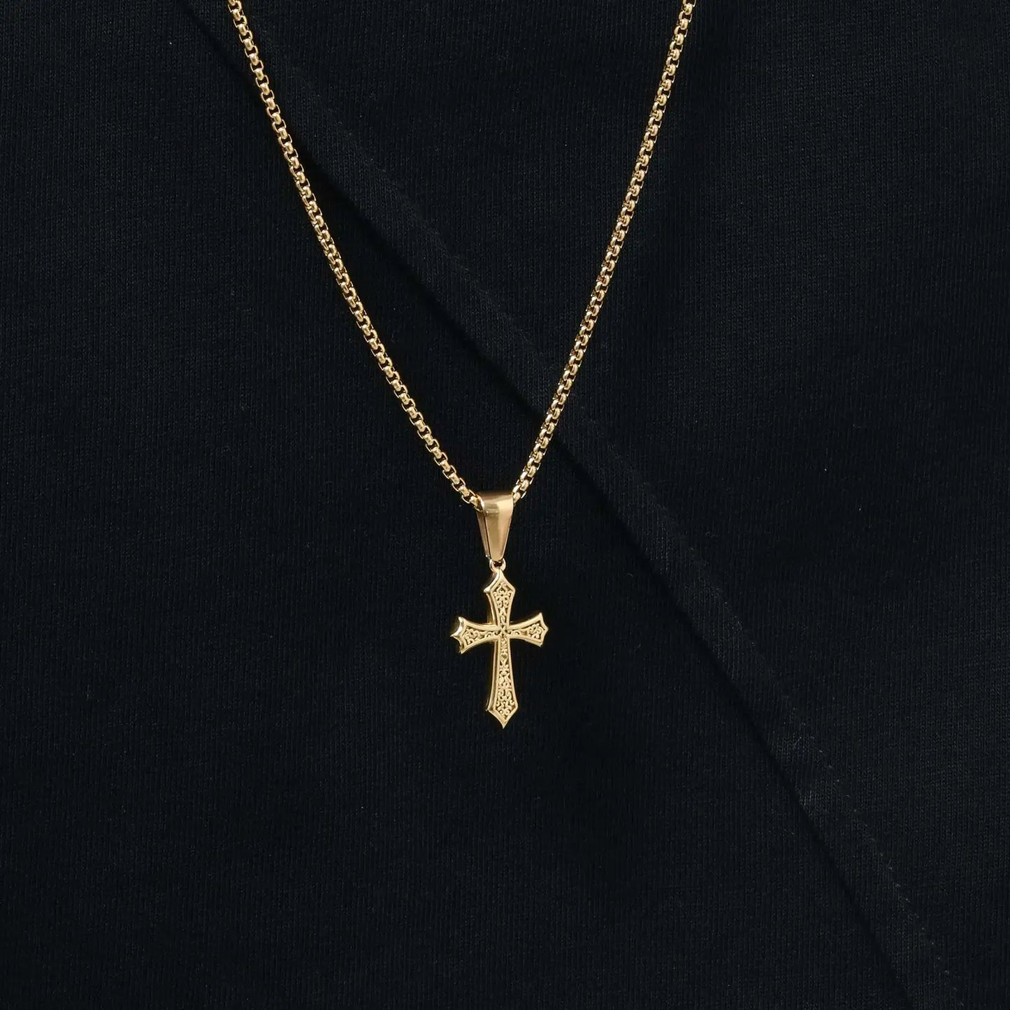 Hip Hop Cross Necklace for Men Women,50/55/60cm Stainless Steel Chic Cross Pendant,Christian Classic Jewelry Gifts