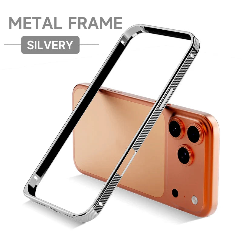 New Metal Anti Slip Border Buckle Heat Dissipation Phone Case For iPhone 17 Pro Max 15 14 13 16 Pro Max Bare Phone Feel Frame