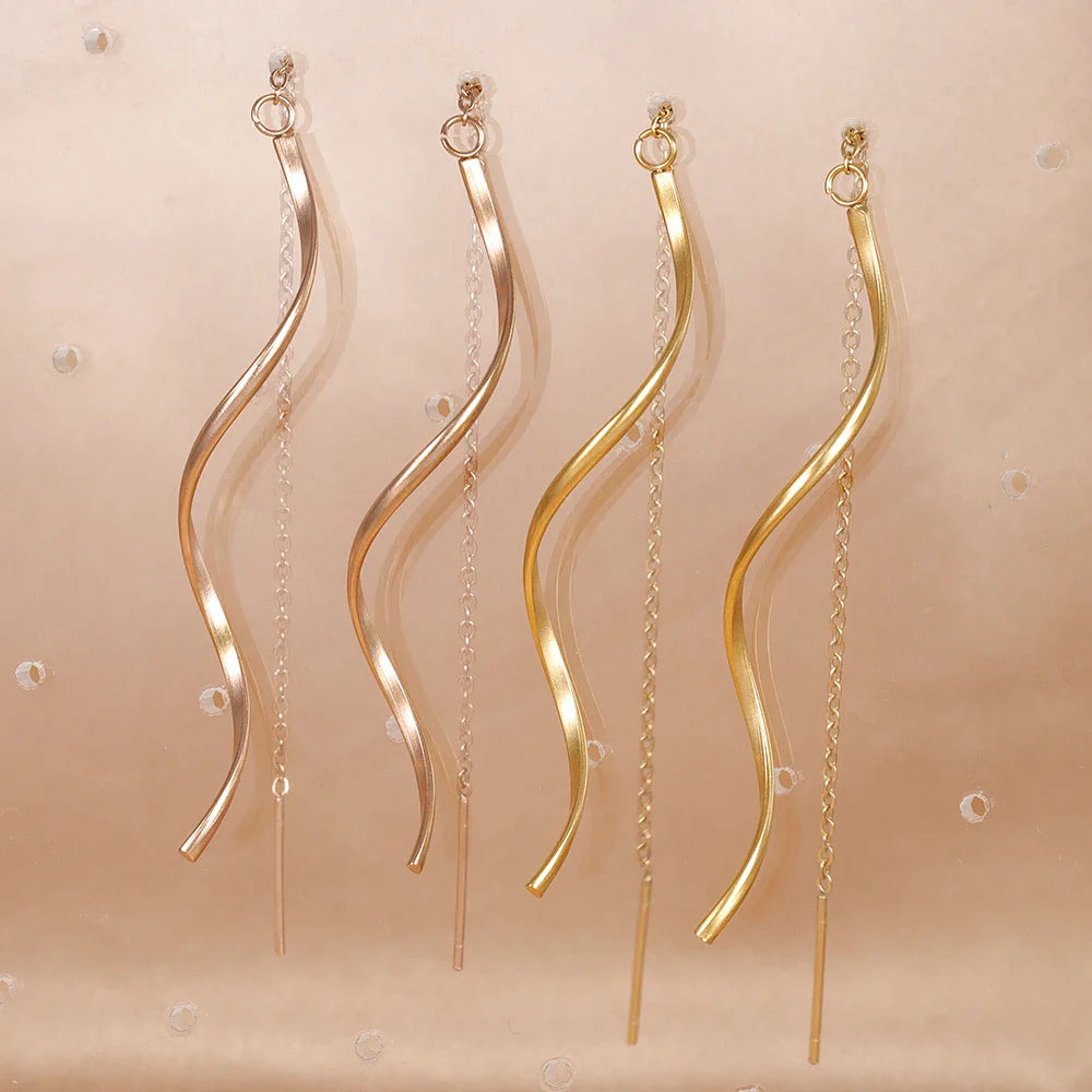 Accessories for Women Long Tassel Threader Earrings for Women Wave Shaped Simple Long Chain Earring Wedding Party Jewelry Gift