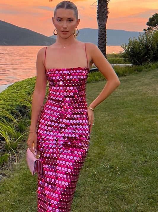 Evening wear Dresses: Dress For Women Elegant Backless Spaghetti Party Dress