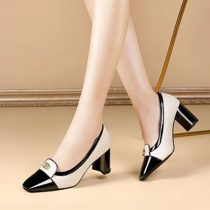 Sapatos Femininas Women Light Weight European Stylish Elegant Green Square Heel Shoes Lady Casual Office Party Heel Shoes E1038