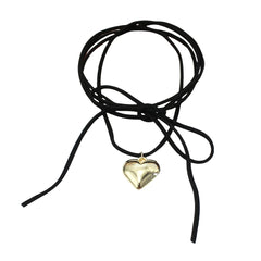 Diy Jewelry Goth Black Velvet 25mm Heart Pendant Choker Necklace for Women