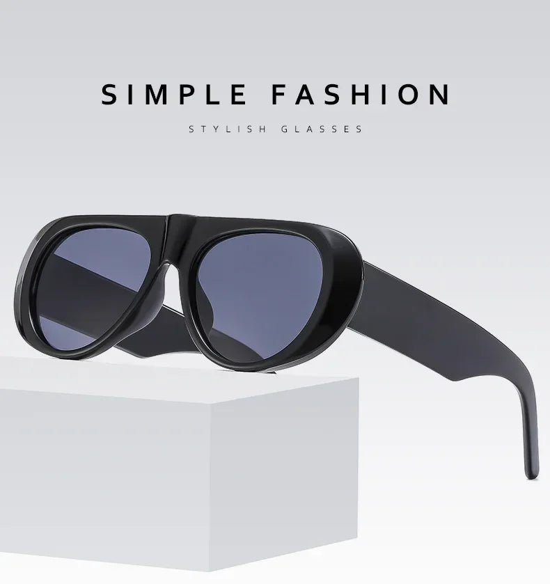 Vintage Oversized Oval Sunglasses Women Men New Fashion Wide Leg Leopard Red Gradient Sun Glasses Ladies Trendy Sexy Shades