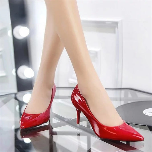 Women's Shoes Large Size Boats Shoes Woman High Heels Wedding Shoes Pumps zapatos mujer 2024 Thick Heels ladies shoes Black Red