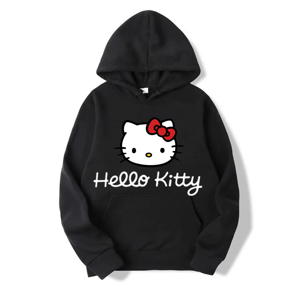 Hello Kitty Anime Hoodie Casual Sweatshirt Boys Fleece Pullover Y2k Sudadera