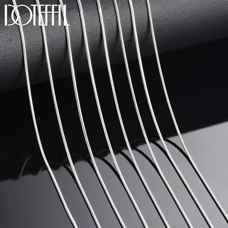 DOTEFFIL 925 Sterling Silver 5/10pcs/Lot 16/18/20/22/24/26/28/30 Inch 1.2mm Snake Chain Necklace For Woman Man Fashion Jewelry