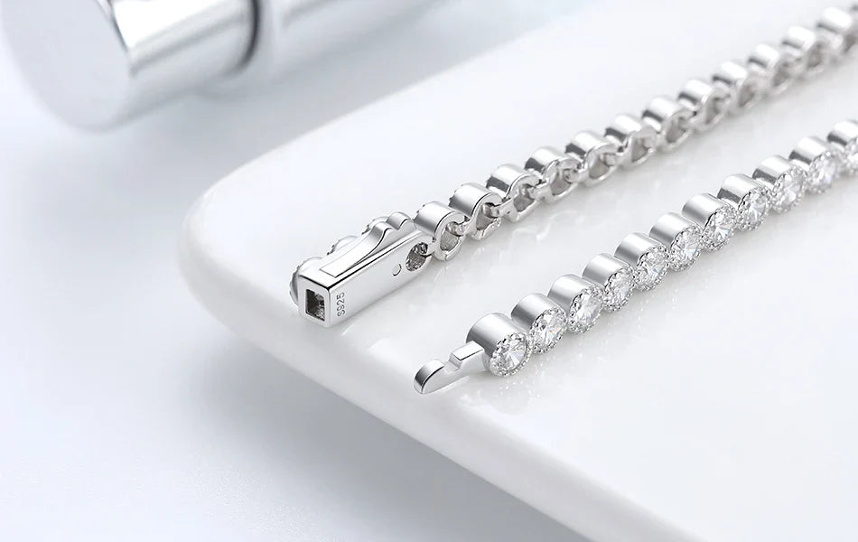 ORSA JEWELS Authentic 925 Sterling Silver Tennis Chain Bracelet Moulding Process Hanmade High-end Hand Chain for Man Woman SB128