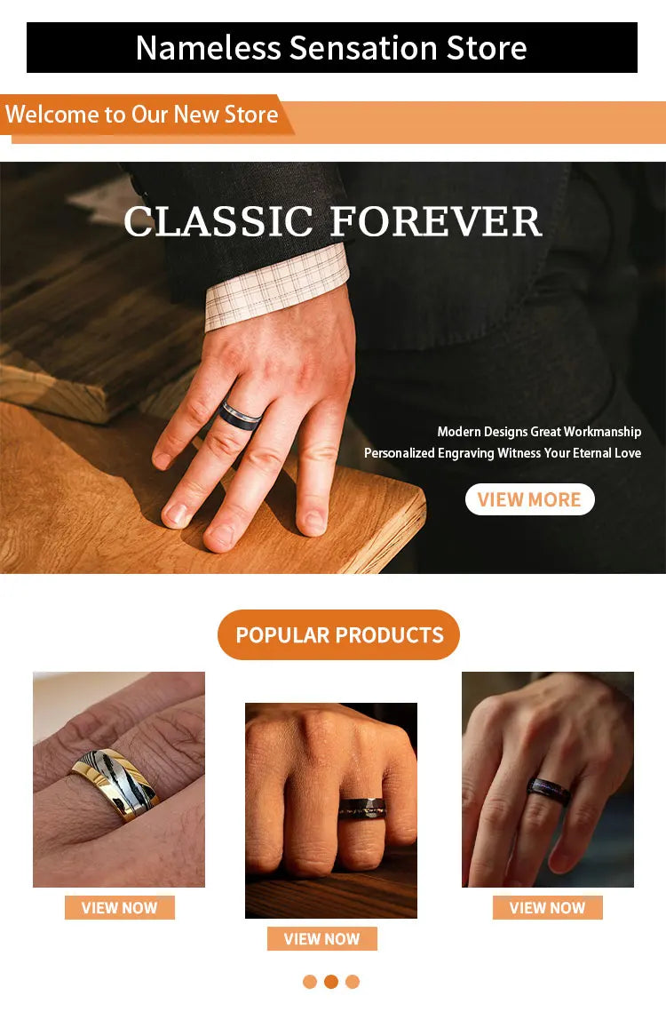 Golden Tungsten Carbide Ring 8mm/6mm Frosted Golden Leaf Men's Engagement Ring Novelty Style for Wedding Daily Wear