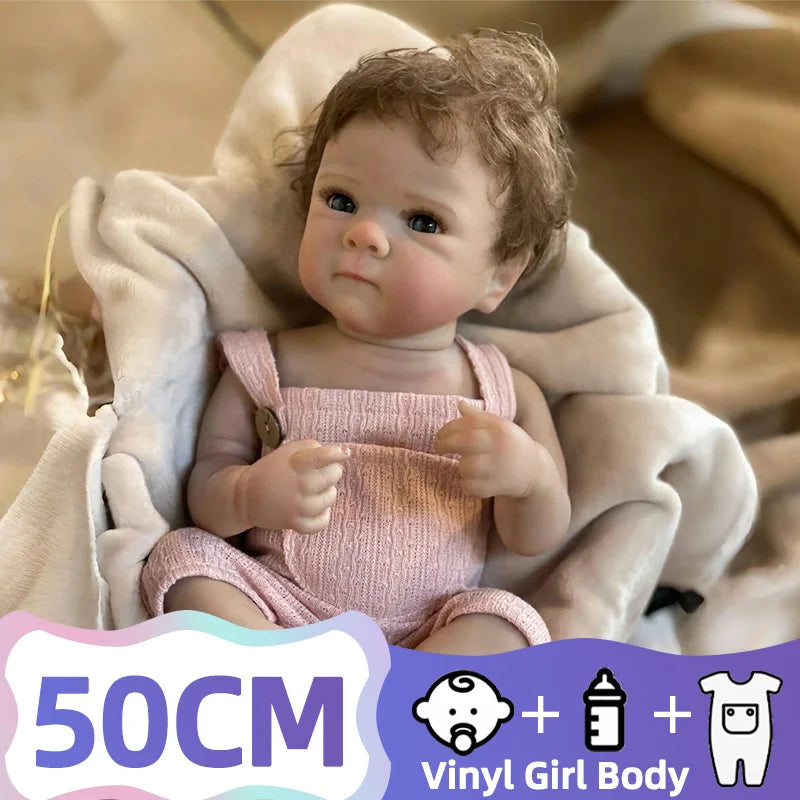 JOYORA 50CM Vinyl Realistic Baby Girl Doll Skin Visible Vein Newborn Size Doll Fashion Rebirth Doll Silicone Doll Easter Gift To