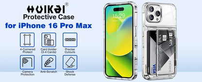 Case For iPhone 17 Pro Max 17 Air 16 Pro Max 15 Pro 15 14 Wallet Card Holder Slide Slot Slim Hard PC Heavy Duty Protective Cover