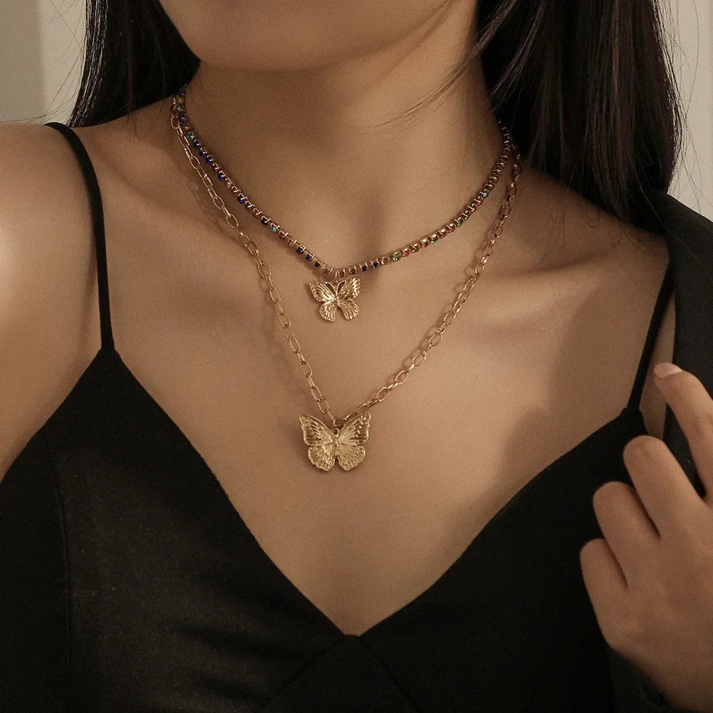 Korean Fashion Sweet Heart Shaped Necklace For Women Crystal Zircon Pendant Clavicle Chain Elegant Romantic Party Gift Jewelry