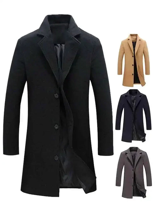 Single Breasted Lapel Long Coat Jacket Fashion Autumn Winter Casual Overcoat