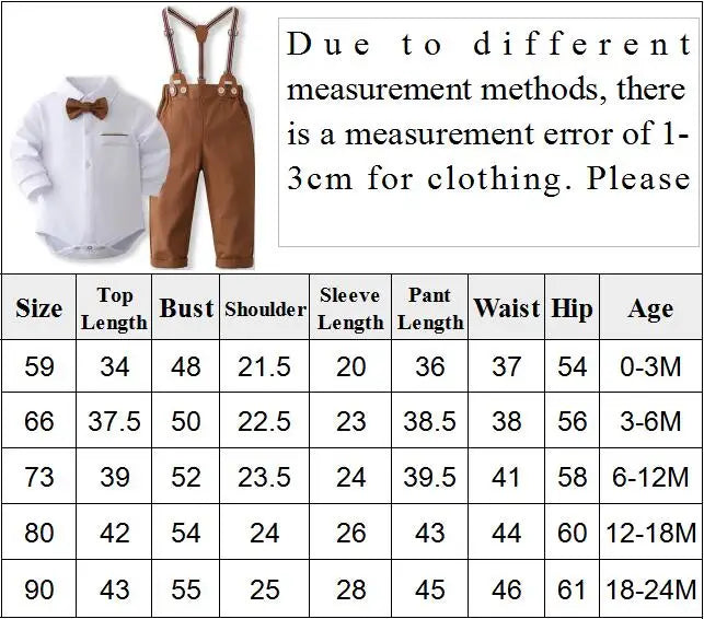 Formal Gentleman Clothng Set for Baby Infant Solid Romper Suit Boy First Birthday Costume 0-24 Month Toddler Cotton Kids Outfit