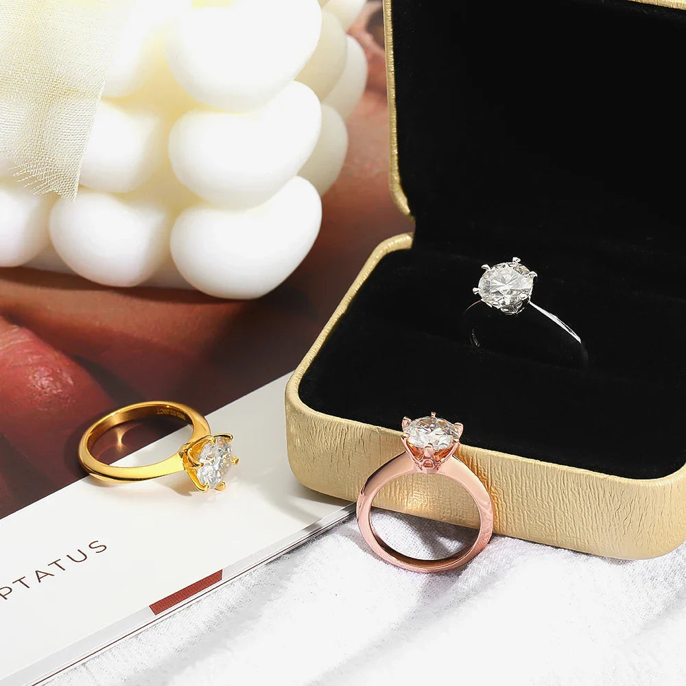 EWYA GRA Certified 0.5-10CT D Color Moissanite Solitaire Engagement Rings for Women Silver 925 Wedding Bridal Big Diamond Band