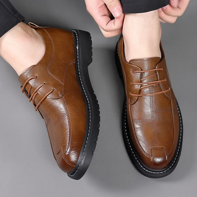 Golden Sapling Formal Derby Shoes Fashion Men's Dress Oxfords Casual Business Shoes for Men Social Party Flats Wedding Loafers
