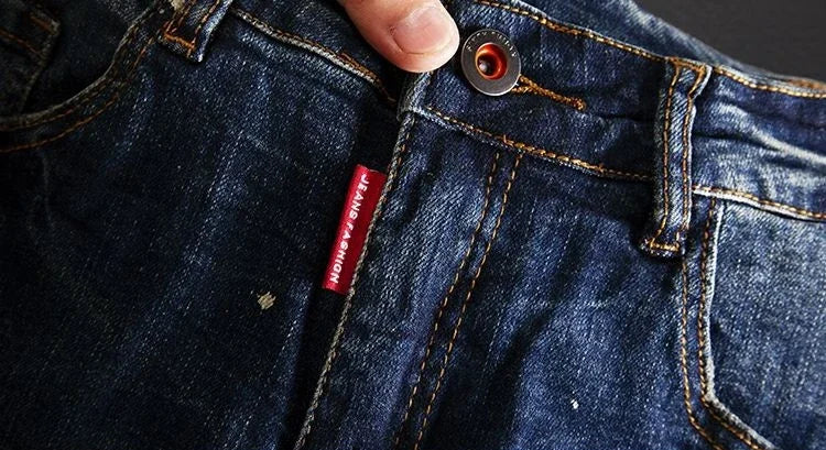 Jeans for Men Straight Cropped Trousers Graphic Motorcycle with Print Pockets Male