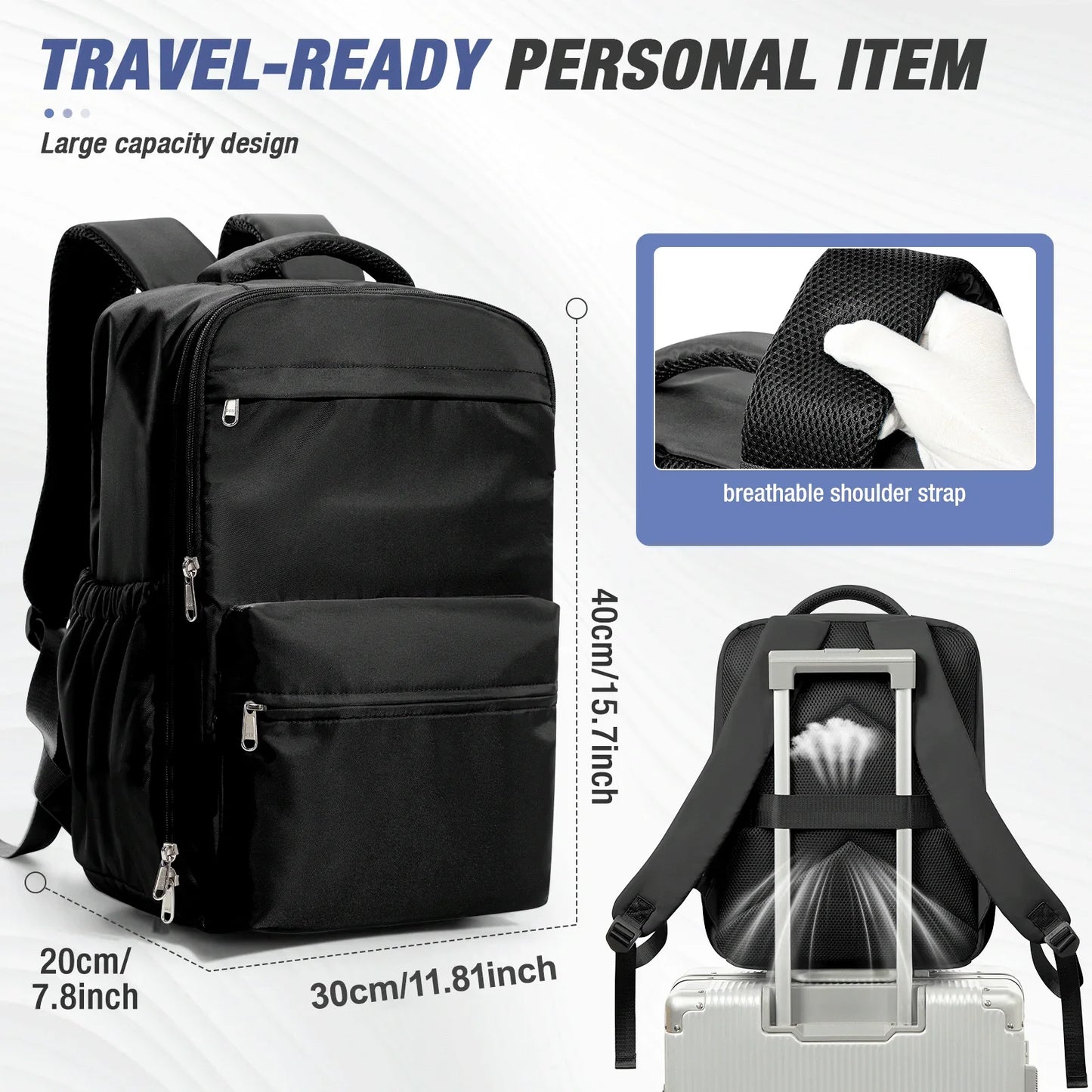 Men Vacuum Compression Backpack 15.6in Laptop Backpack Expand Hiking Vacuum Travel Backpack, Ryanair Backpack 40x30x20 Cabin Bag