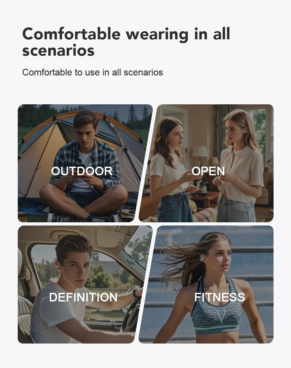 Translator ERAZER XF28 Bluetooth V6.0 Open-ear True Wireless EarbudsTranslation Earphones Office Travel,ASMR Headset APP