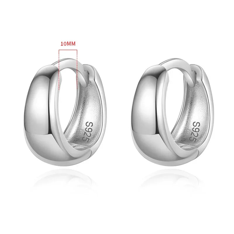TrustDavis Real 925 Sterling Silve Fashion Inside Diameter 6 7 8 9 10mm Hoop Earrings For Women Men Personality Jewelry DG0132