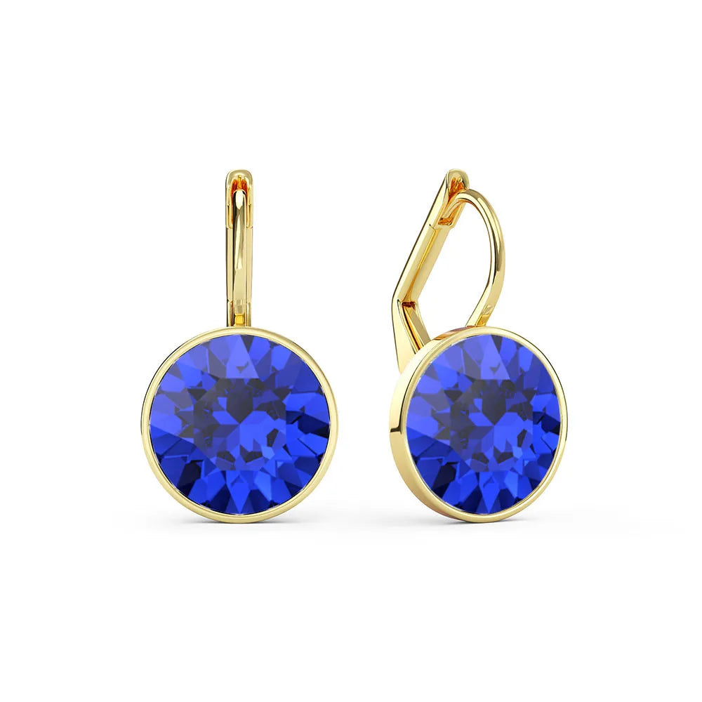 Bella Drop Earring for Women Christmas Birthday Premium Austrian Crystals Round Cut Dangle Silver Gold Color Pierced Jewelry