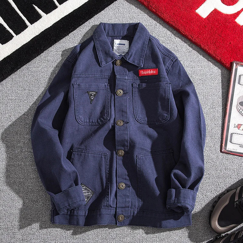 Denim jacket 2021 autumn winter American tooling jacket Korean streetwear