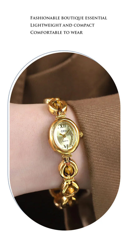 Ladies Watch Light Luxury Brand National Style Zulu Green Bracelet Advanced Bead Waterproof Women Fashion Quartz Wristwatches