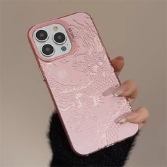 Electroplated China Dragon Cover Case For iPhone 16 15 14 13 12 11 Pro Max Plus Phone Case